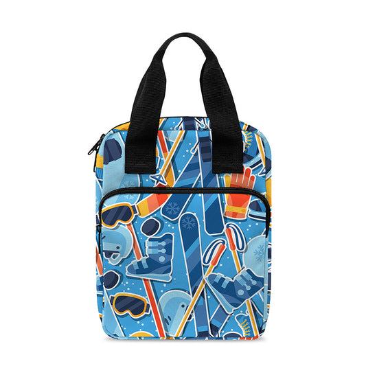 Skiing Equipment Pattern Print Bible Tote Bag
