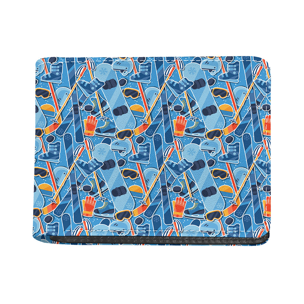Skiing Equipment Pattern Print Bifold Wallet
