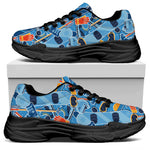Skiing Equipment Pattern Print Black Chunky Shoes