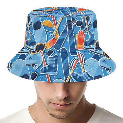 Skiing Equipment Pattern Print Bucket Hat
