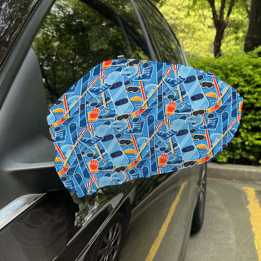 Skiing Equipment Pattern Print Car Side Mirror Covers