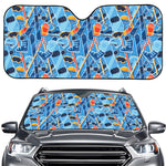 Skiing Equipment Pattern Print Car Windshield Sun Shade