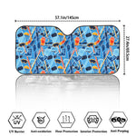 Skiing Equipment Pattern Print Car Windshield Sun Shade
