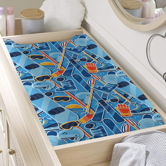 Skiing Equipment Pattern Print Changing Pad Cover