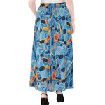 Skiing Equipment Pattern Print Chiffon Maxi Skirt