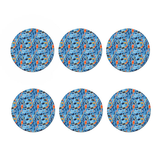 Skiing Equipment Pattern Print Coaster Set