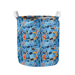 Skiing Equipment Pattern Print Collapsible Laundry Basket