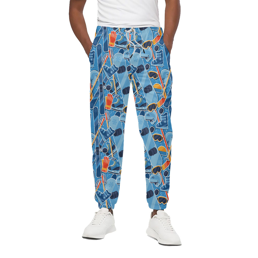 Skiing Equipment Pattern Print Cotton Pants