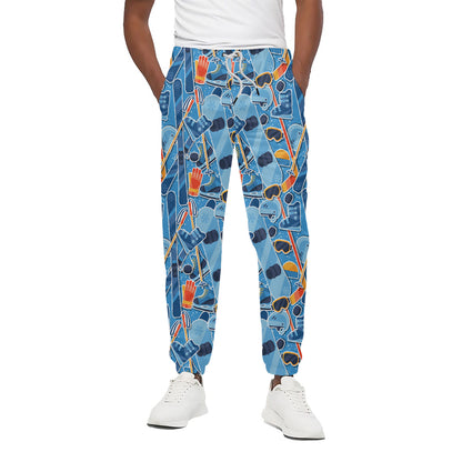 Skiing Equipment Pattern Print Cotton Pants