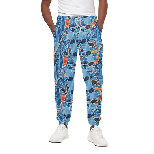 Skiing Equipment Pattern Print Cotton Pants