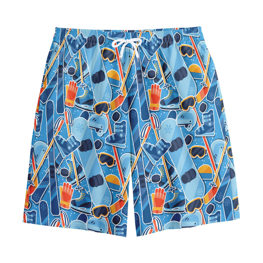 Skiing Equipment Pattern Print Cotton Shorts