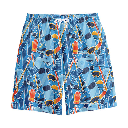 Skiing Equipment Pattern Print Cotton Shorts