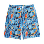 Skiing Equipment Pattern Print Cotton Shorts