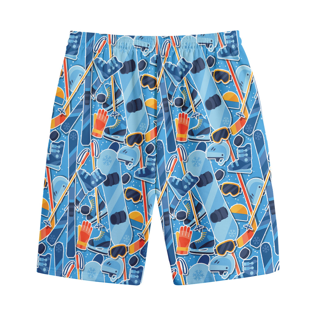 Skiing Equipment Pattern Print Cotton Shorts