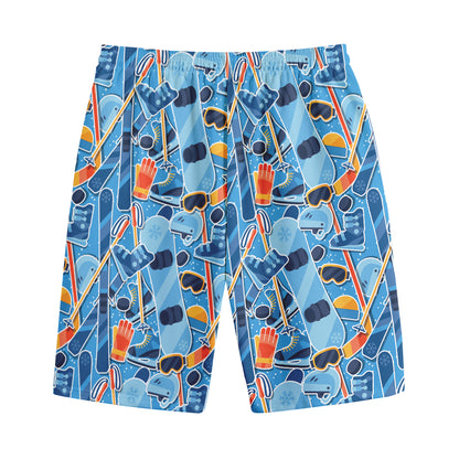 Skiing Equipment Pattern Print Cotton Shorts