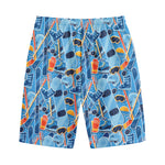 Skiing Equipment Pattern Print Cotton Shorts