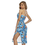 Skiing Equipment Pattern Print Cross Back Cami Dress