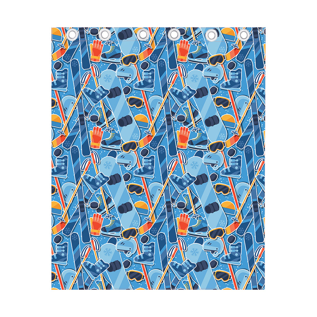 Skiing Equipment Pattern Print Curtain