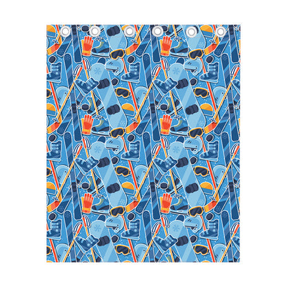 Skiing Equipment Pattern Print Curtain