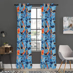 Skiing Equipment Pattern Print Curtain