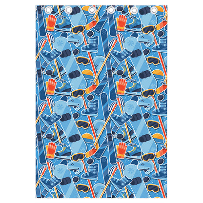 Skiing Equipment Pattern Print Curtain