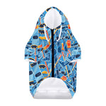Skiing Equipment Pattern Print Dog Zip Up Hoodie