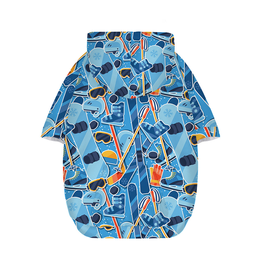Skiing Equipment Pattern Print Dog Zip Up Hoodie