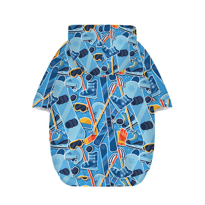 Skiing Equipment Pattern Print Dog Zip Up Hoodie