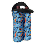 Skiing Equipment Pattern Print Double Neoprene Wine Tote