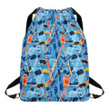 Skiing Equipment Pattern Print Drawstring Backpack