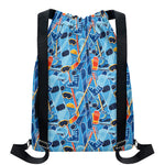 Skiing Equipment Pattern Print Drawstring Backpack