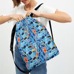 Skiing Equipment Pattern Print Drawstring Backpack