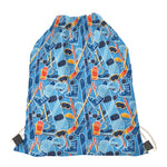 Skiing Equipment Pattern Print Drawstring Bag
