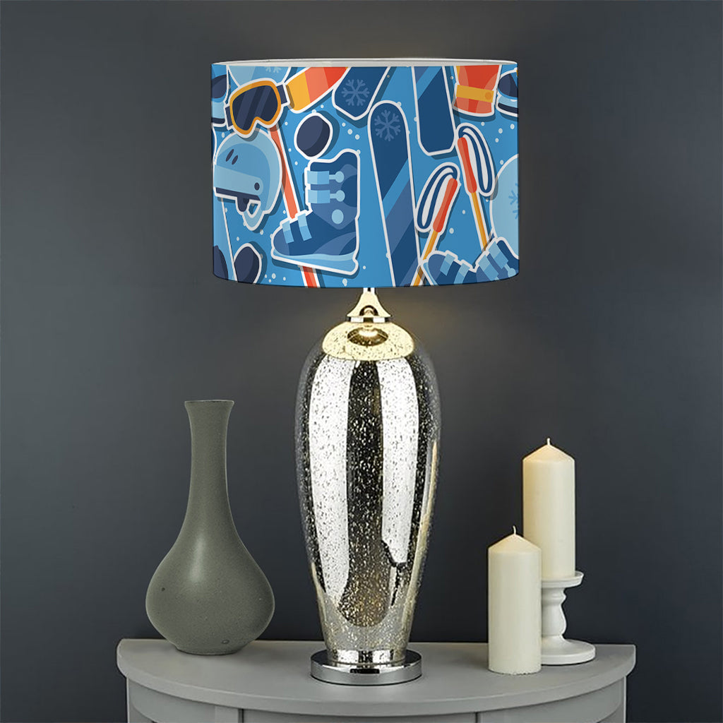 Skiing Equipment Pattern Print Drum Lamp Shade