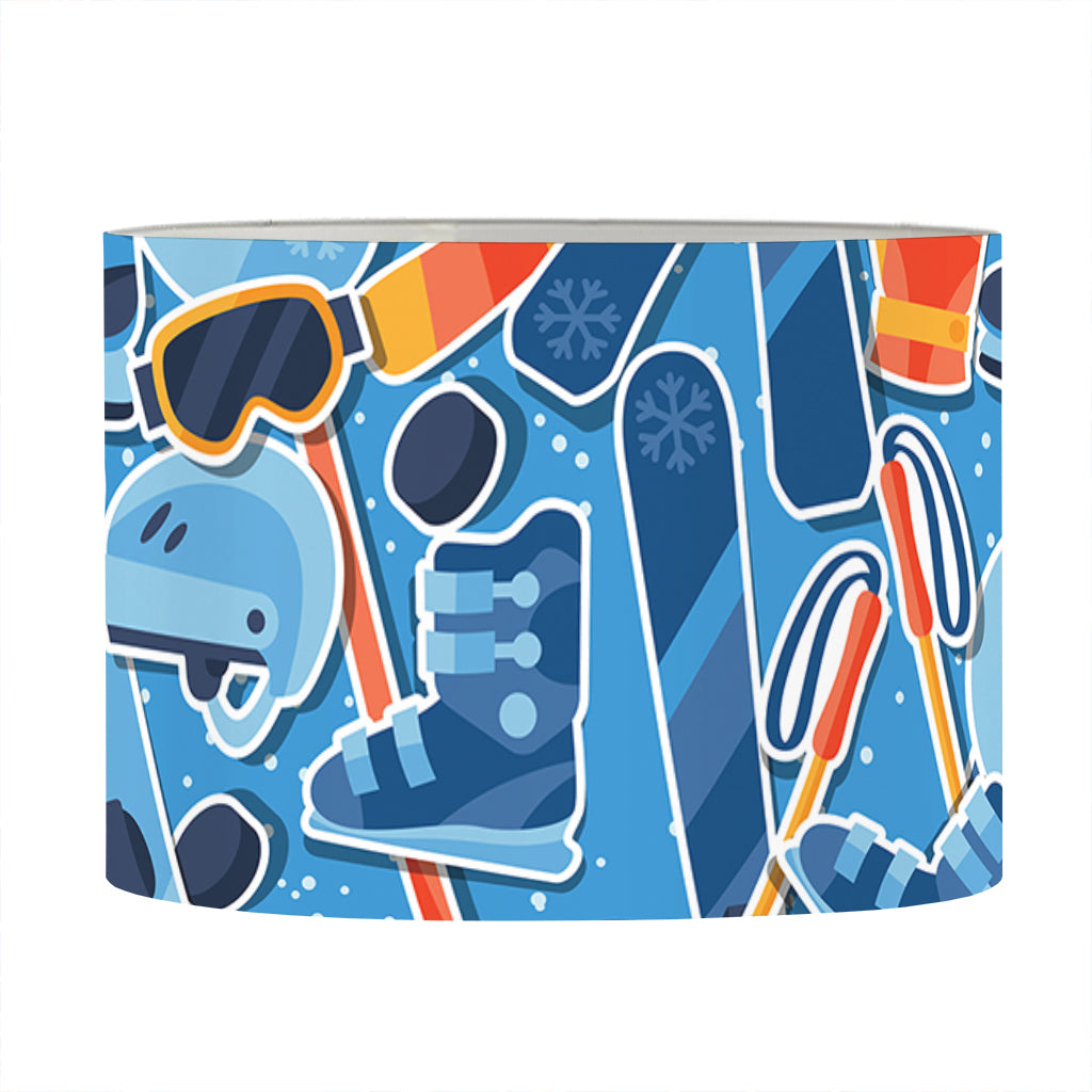 Skiing Equipment Pattern Print Drum Lamp Shade