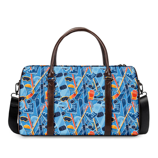 Skiing Equipment Pattern Print Duffle Bag