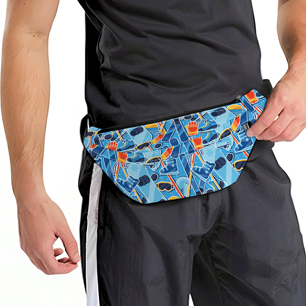Skiing Equipment Pattern Print Fanny Pack