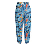 Skiing Equipment Pattern Print Fleece Lined Knit Pants