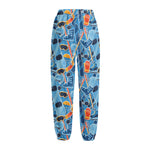 Skiing Equipment Pattern Print Fleece Lined Knit Pants