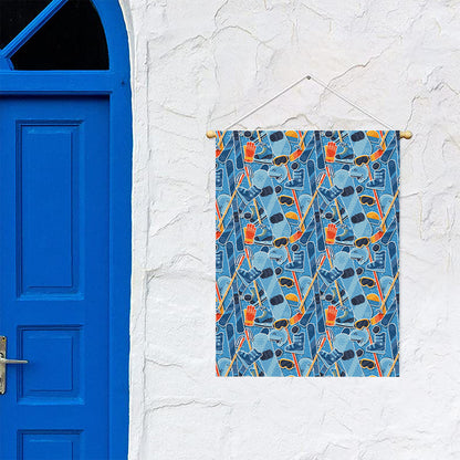 Skiing Equipment Pattern Print Garden Flag