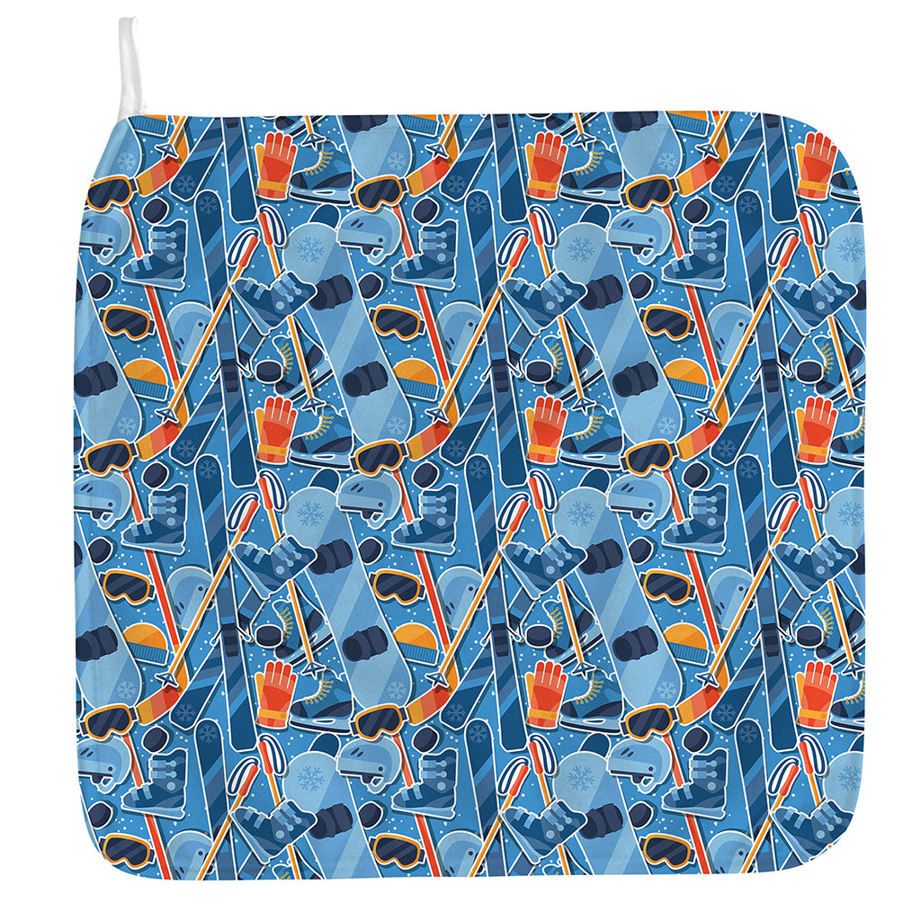 Skiing Equipment Pattern Print Hand Towel