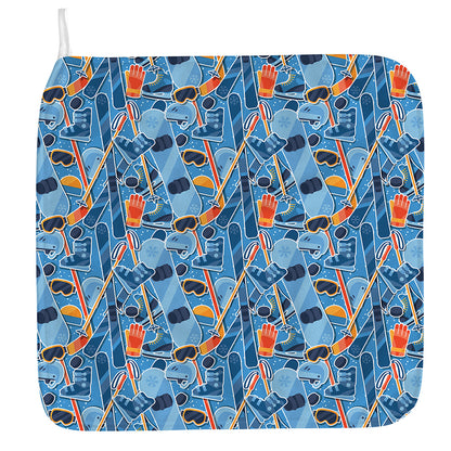 Skiing Equipment Pattern Print Hand Towel