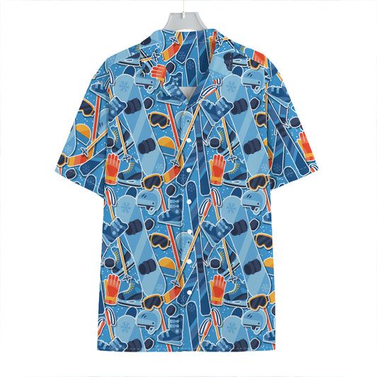 Skiing Equipment Pattern Print Hawaiian Shirt