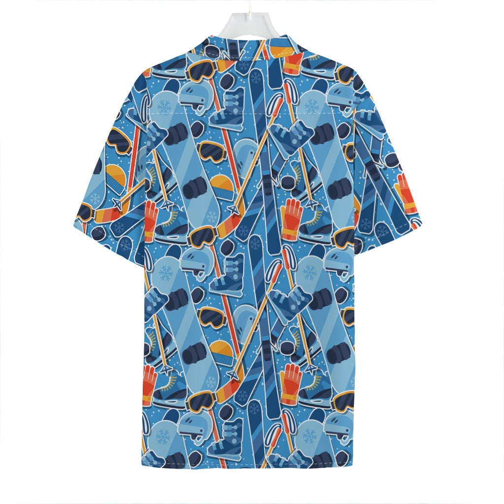 Skiing Equipment Pattern Print Hawaiian Shirt