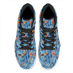 Skiing Equipment Pattern Print High Top Leather Sneakers