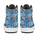 Skiing Equipment Pattern Print High Top Leather Sneakers