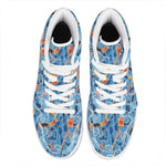 Skiing Equipment Pattern Print High Top Leather Sneakers