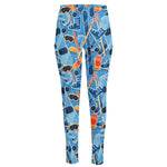 Skiing Equipment Pattern Print High-Waisted Pocket Leggings