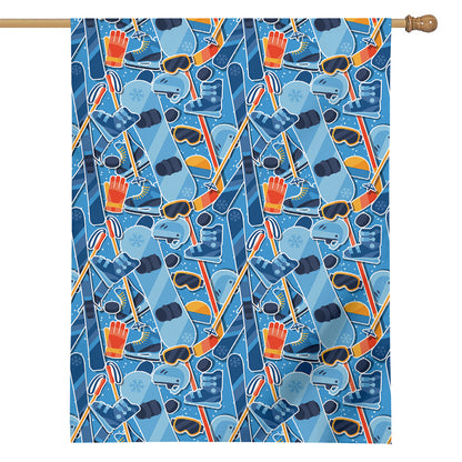 Skiing Equipment Pattern Print House Flag