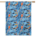 Skiing Equipment Pattern Print House Flag